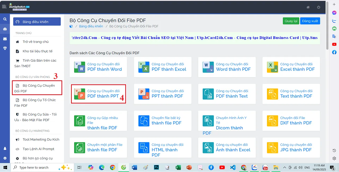 Mở công cụ Chuyển đổi file PDF thành file PowerPoint
