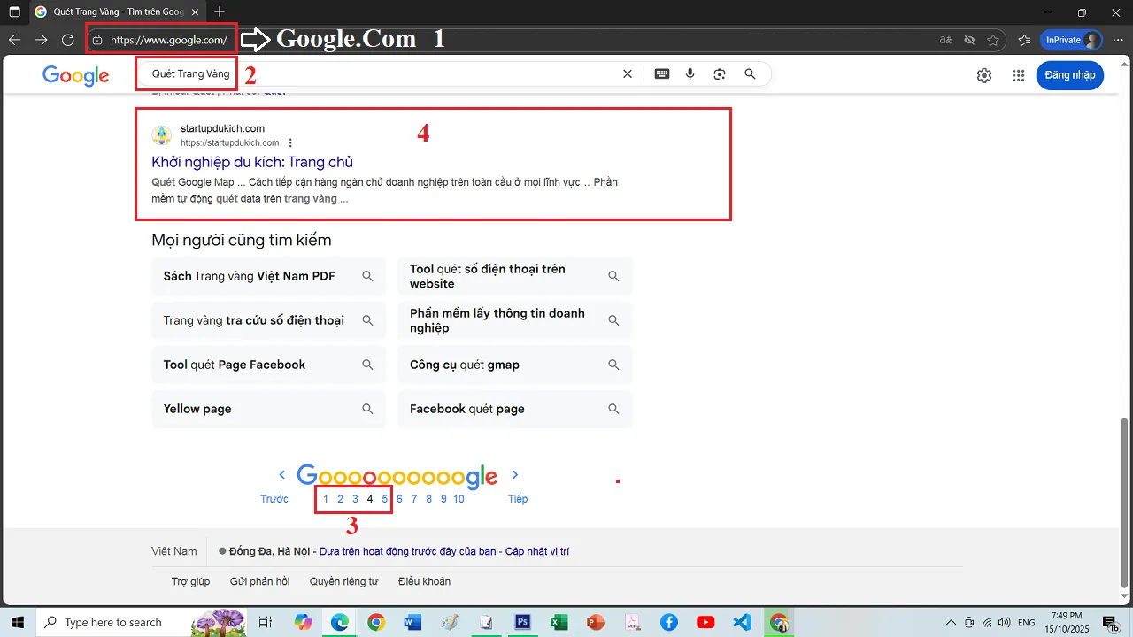 Quét trang vàng - Mở Google, tìm kiếm từ khóa để giải nén