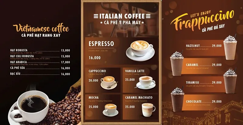 Khởi nghiệp với mô hình cà phê sách - menu thiết kế đơn giản, chuyên nghiệp