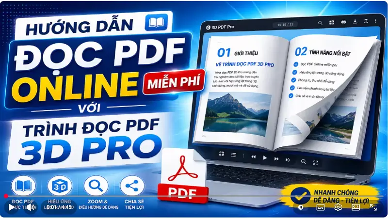 Video Hướng dẫn đọc PDF Online miễn phí với Trình đọc PDF 3D Pro