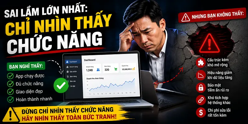 CEO tạo app bằng AI - Sai lầm lớn nhất của CEO là chỉ nhìn thấy được chức năng