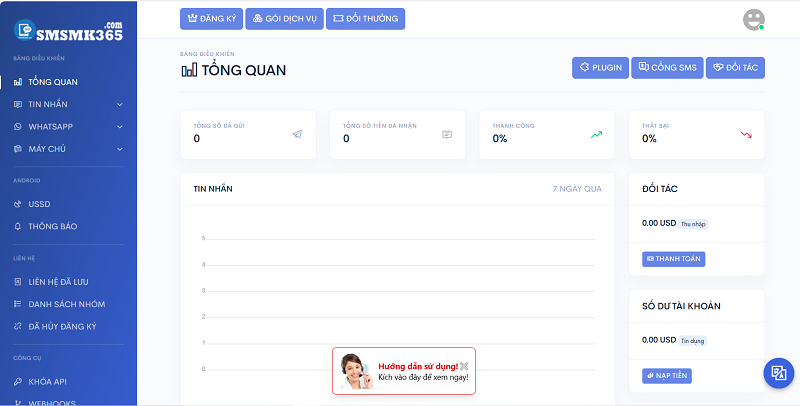 Giao diện làm việc của Phần mềm tự động gửi SMS và WhatsApp hàng loạt