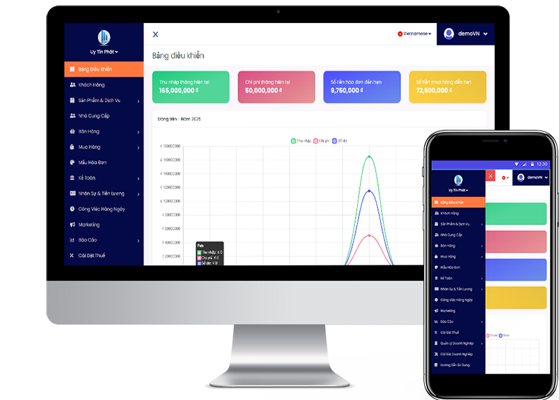 Giao diện của Phần mềm ERP tinh gọn dành cho mọi doanh nghiệp