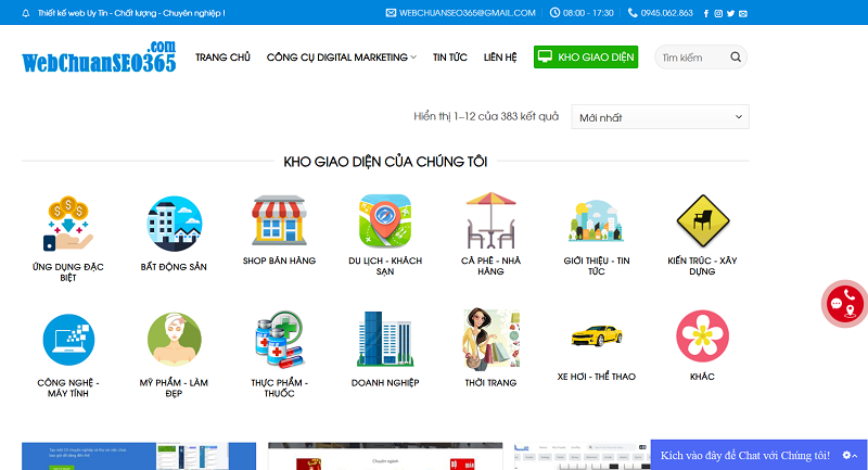 Giao diện thư viện web chuẩn SEO dành cho mọi doanh nghiệp