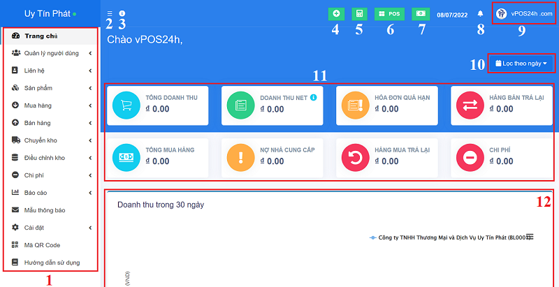giao diện làm việc của phần mềm Quản lý bán hàng và CRM chuyên nghiệp