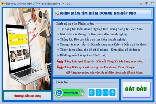 Quét Trang Vàng - Phần mềm tự động quét trang vàng tại Việt Nam
