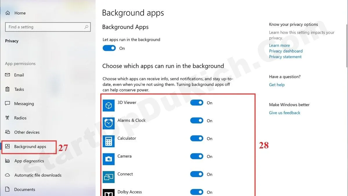 Tắt các ứng dụng chạy nền
