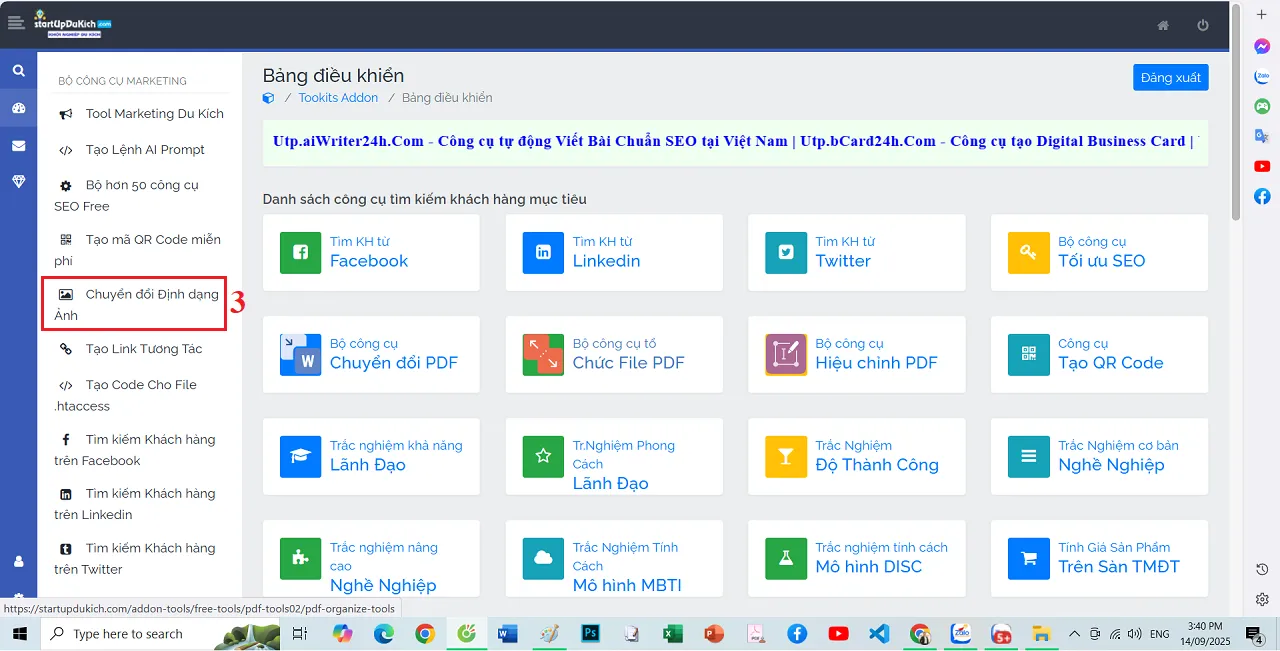 Mở công cụ chuyển đổi định dạng file ảnh