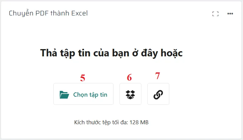 Giao diện Công cụ Chuyển đổi File PDF thành file Excel
