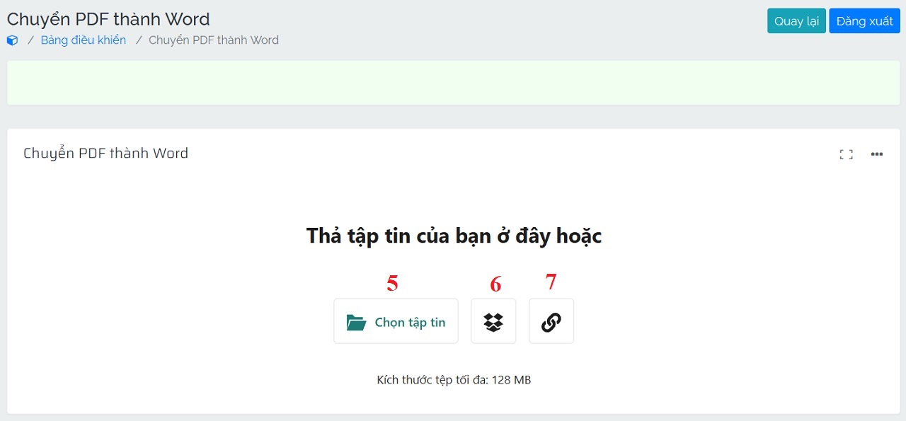 Giao diện làm việc của công cụ chuyển đổi File PDF sang file Word