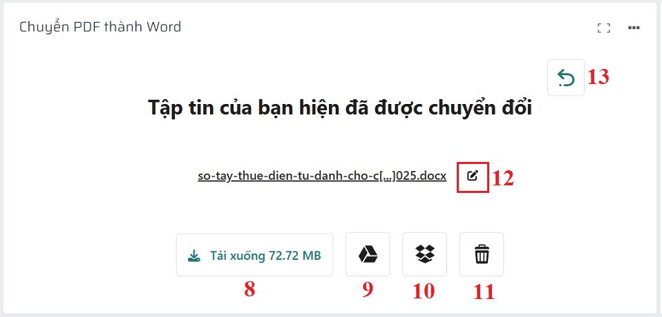Kết quả chuyển đổi File PDF thành file Word