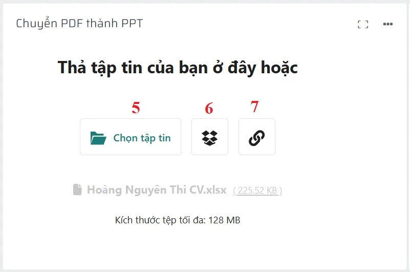 Giao diện làm việc của công cụ Chuyển đổi file PDF thành file PowerPoint
