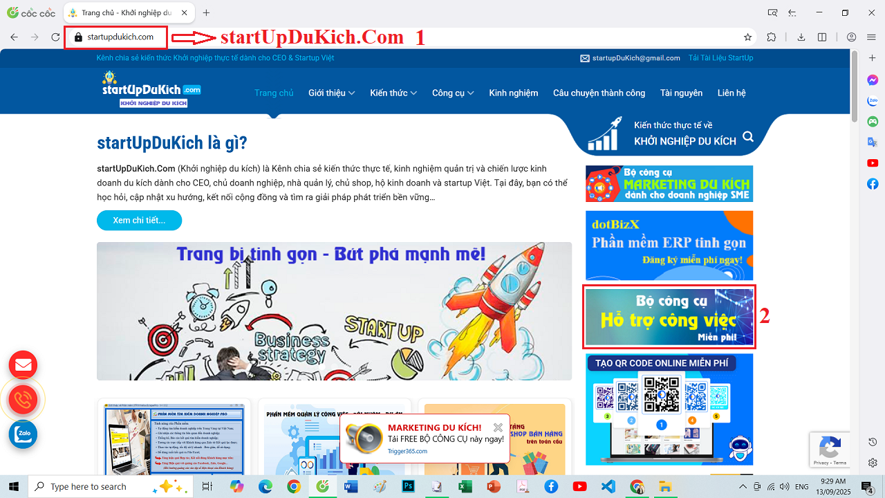 Truy cập web khởi nghiệp du kích