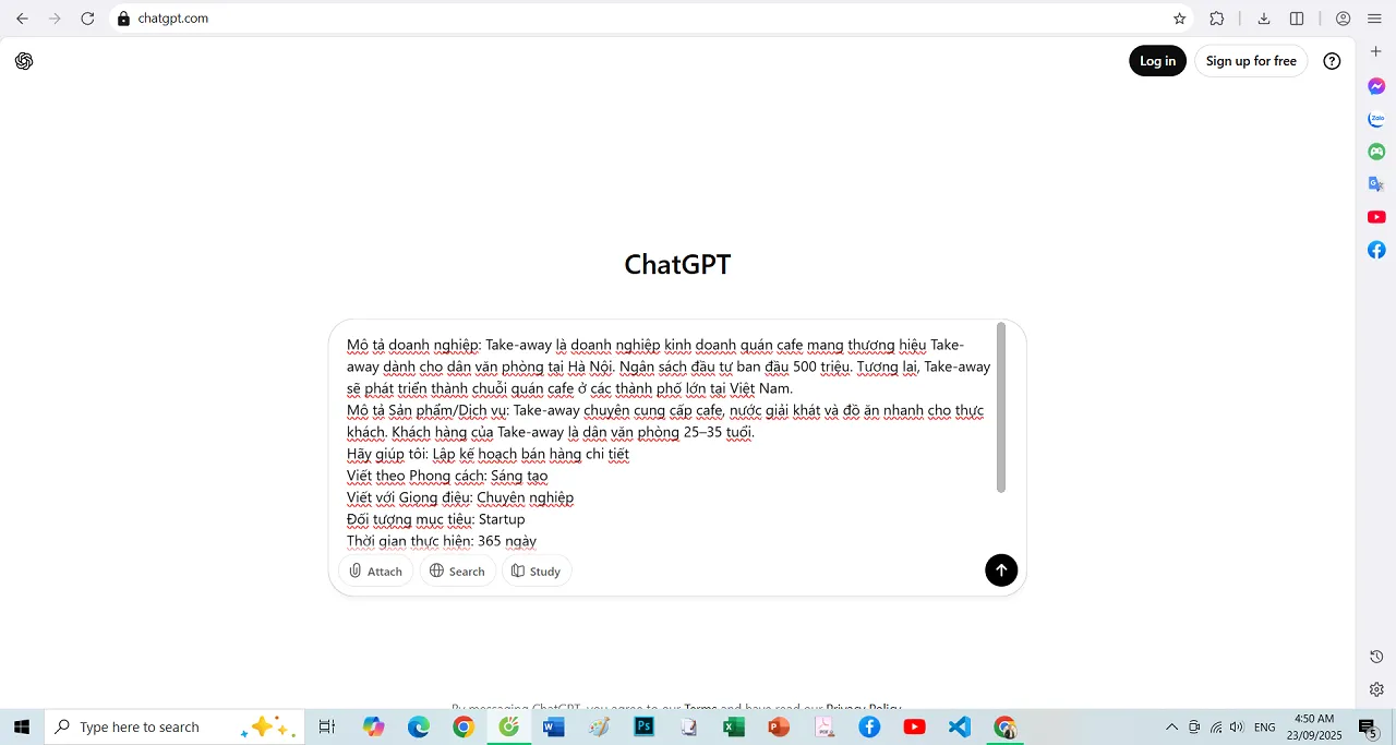 Ra lệnh cho ChatGPT thực thi lệnh AI Prompt để lập kế hoạch kinh doanh cho startUp