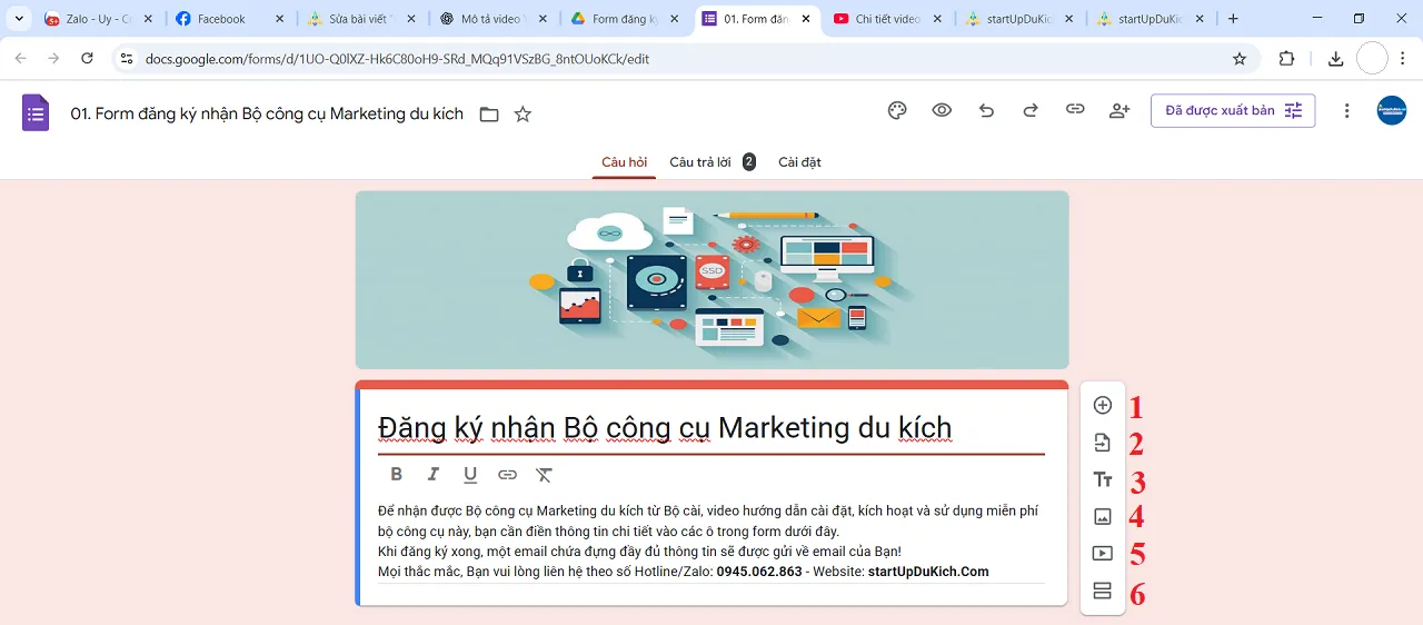 Các công cụ hỗ trợ thiết kế Form Đăng ký từ Google Form