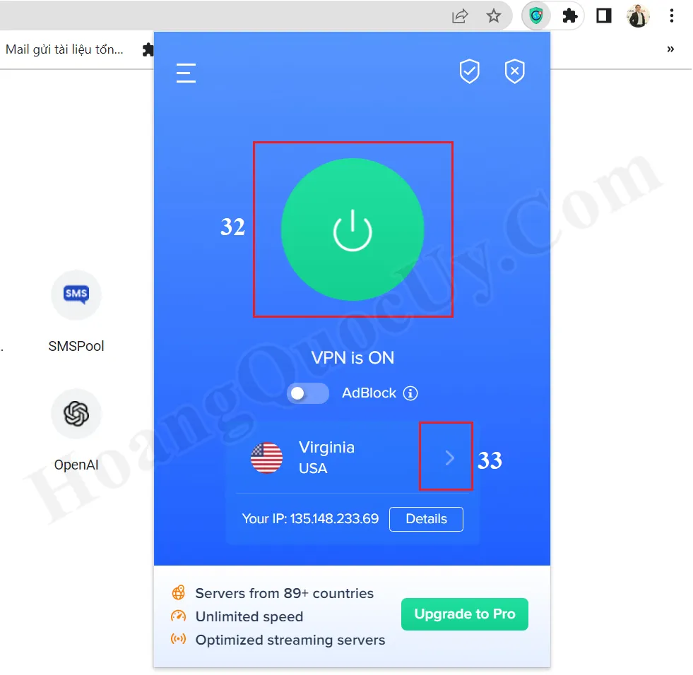 Bật ứng dụng VPN để tạo IP ảo
