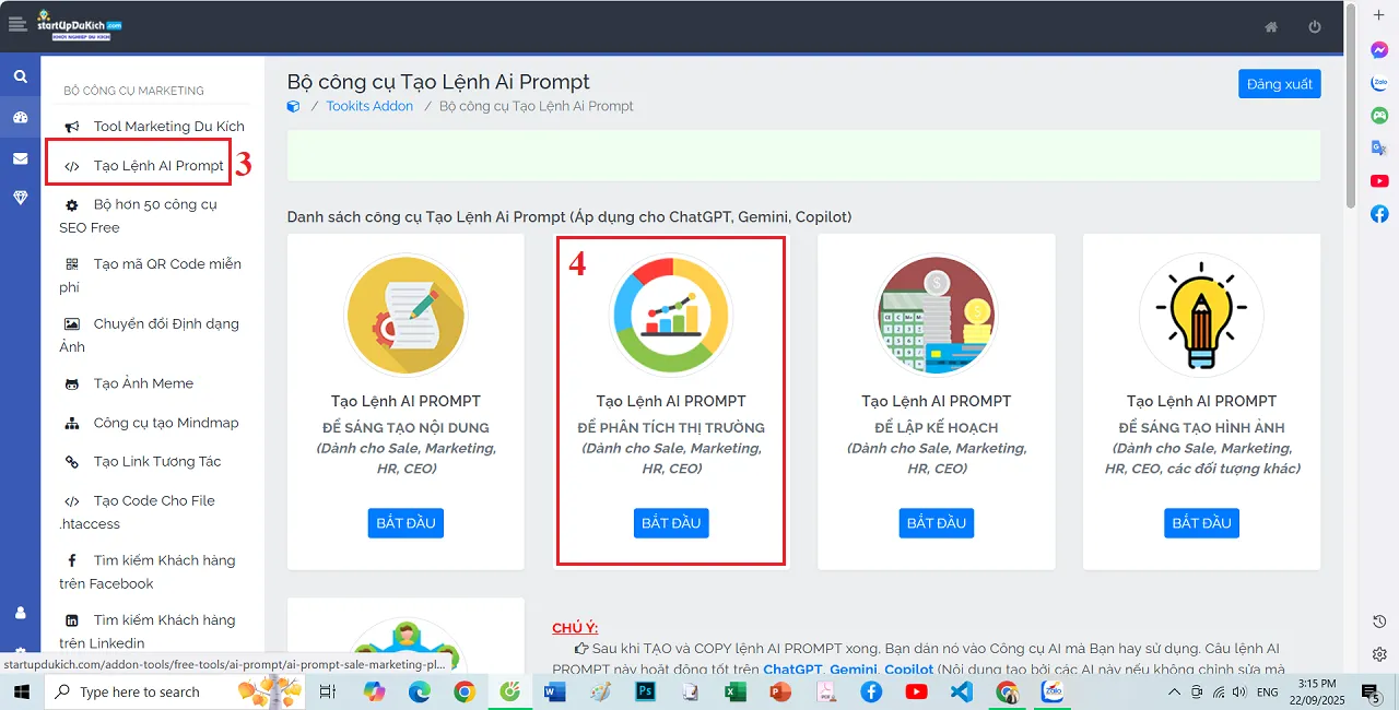 Danh sách các công cụ tạo AI Prompt online miễn phí