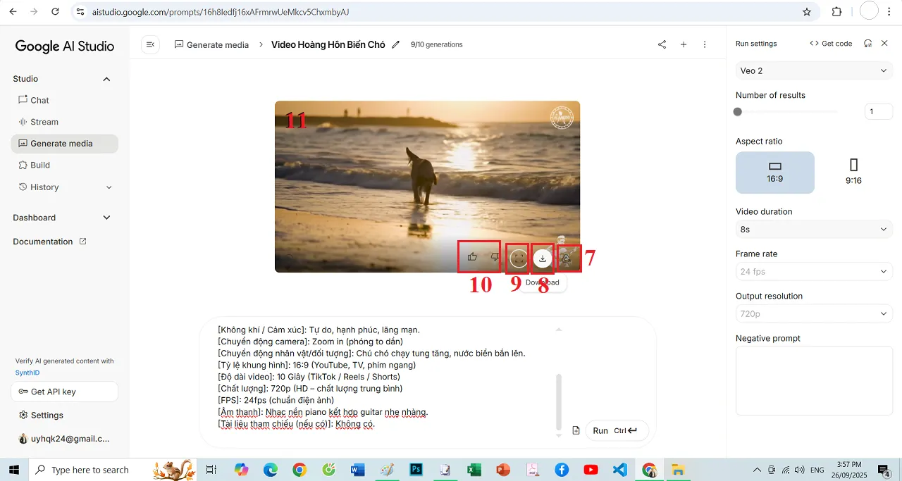 Kết quả tạo Video từ lệnh AI Prompt