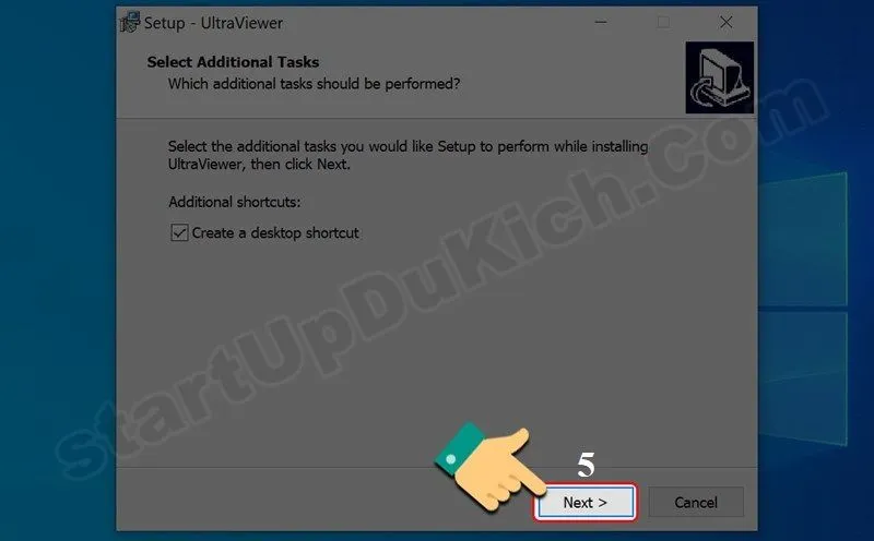 Thực hiện các bước cài đặt theo yêu cầu của phần mềm ultraview