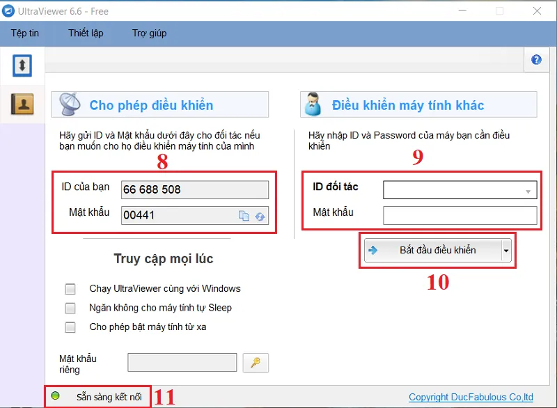 Giao diện làm việc của Phần mềm Ultraview