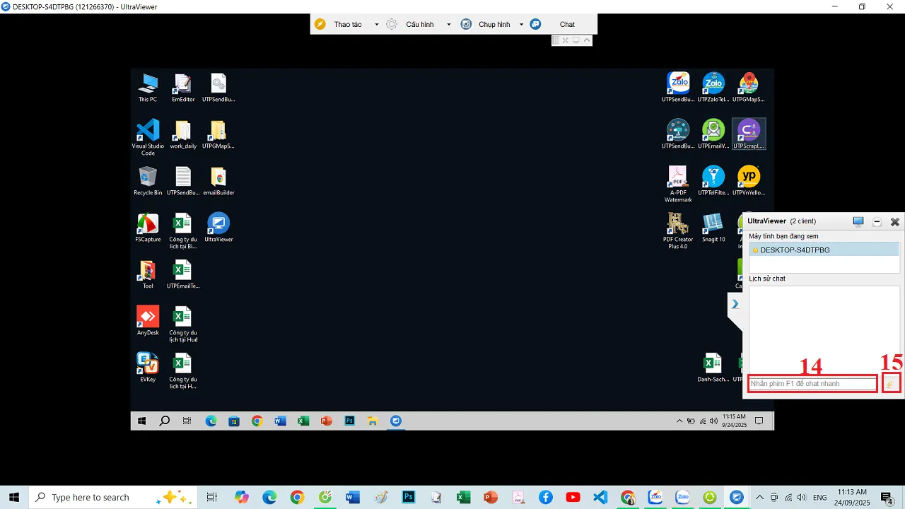 Giao diện cửa sổ Chat của Phần mềm Ultraview