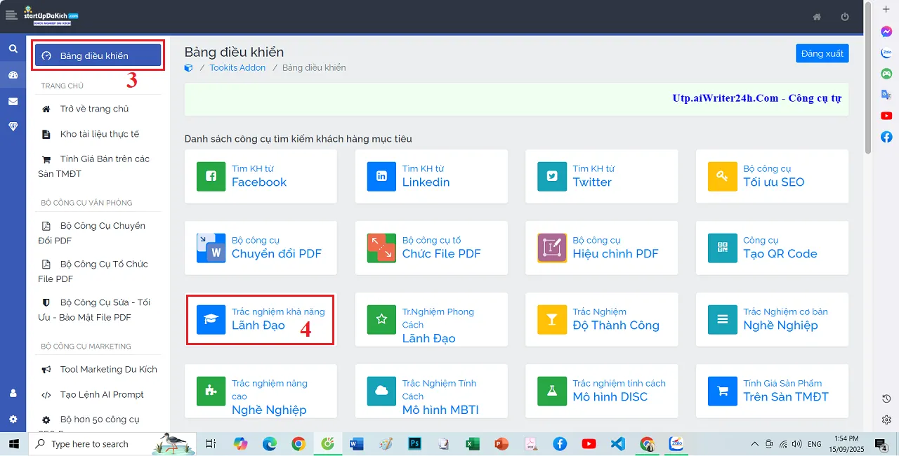Mở công cụ trắc nghiệm khả năng lãnh đạo online miễn phí