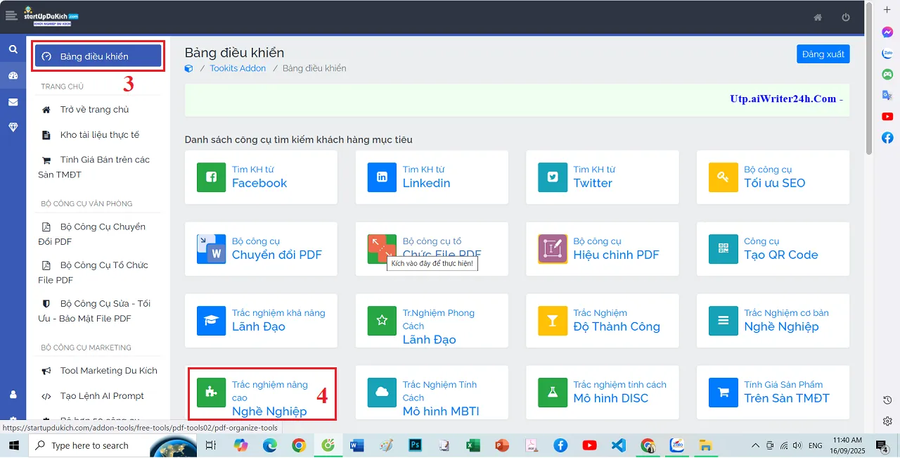 Mở công cụ Trắc nghiệm nghề nghiệp online miễn phí theo học thuyết JOHN HOLLAND