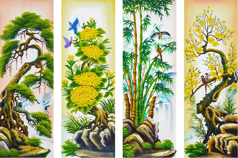 Tranh phong thủy - Tùng – Cúc – Trúc – Mai