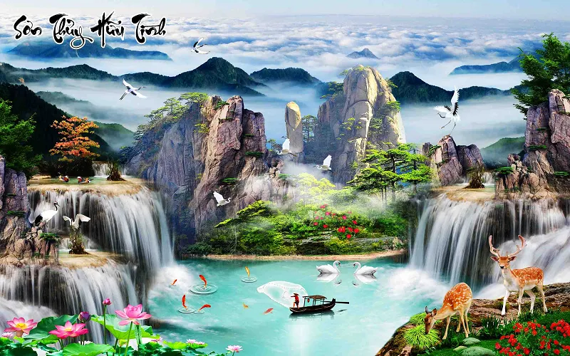 Tranh phong thủy - Sơn Thủy Hữu Tình