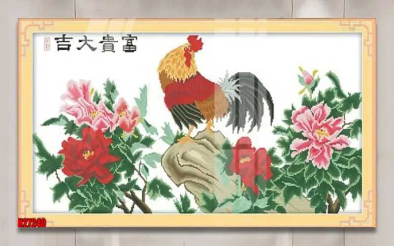 Tranh pong thủy “Kim Kê Cát Tường”