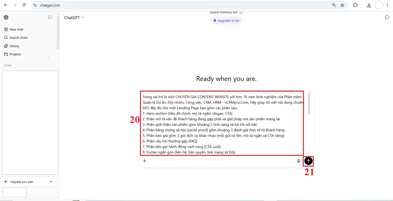 Ra lệnh cho ChatGPT thực hiện Prompt