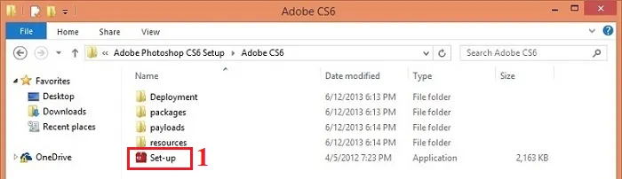 Kích vào file Setup.exe để bắt đầu cài đặt Photoshop CS6