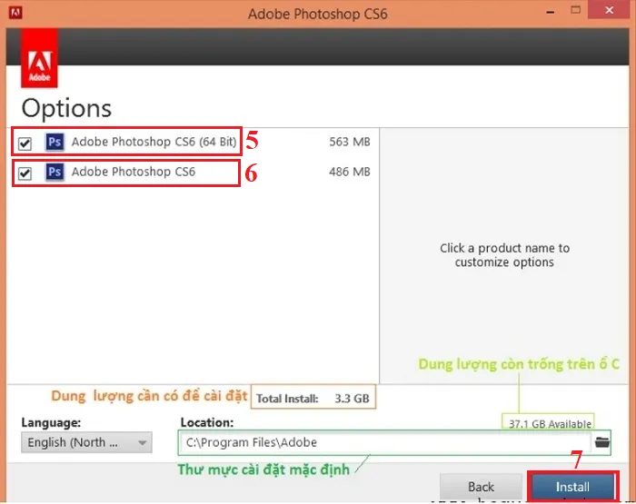 Chọn Bản cài đặt Photoshop CS6 phù hợp Hệ điều Hành Window trên máy tính của Bạn