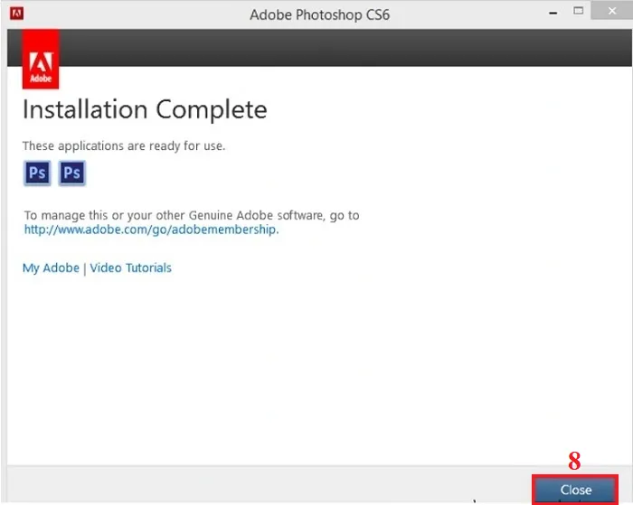 Hoàn thành quá trình Cài đặt Photoshop CS6