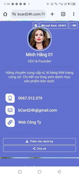 Mẫu Card Visit 4.0 điển hình