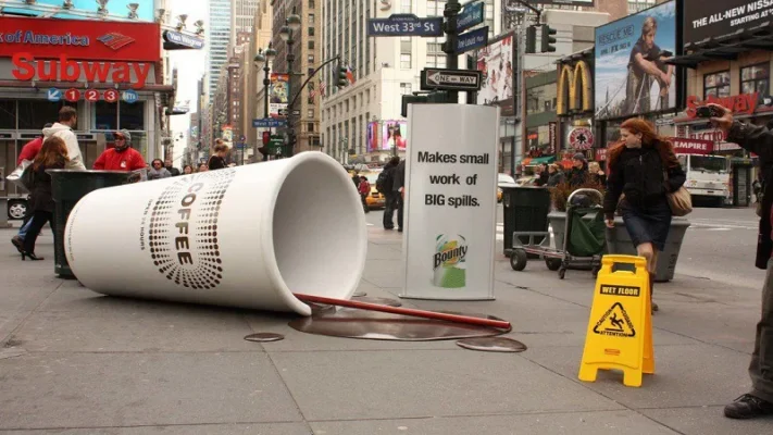 Thương hiệu Bounty truyền tải thông điệp “Sức mạnh làm sạch vượt trội” thông qua một hình ảnh ấn tượng, đơn giản và khó quê - Truyền thông du kích