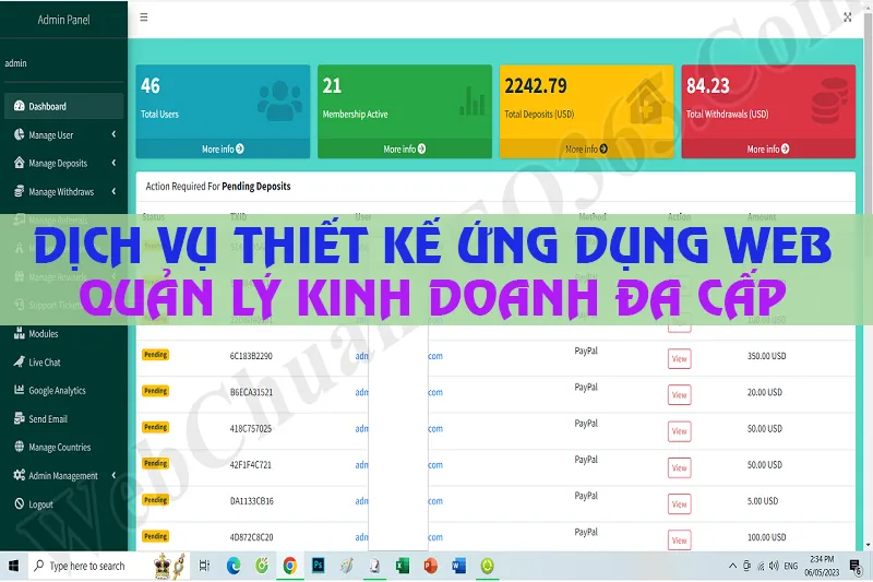 Thiết kế ứng dụng Web Quản lý kinh doanh đa cấp