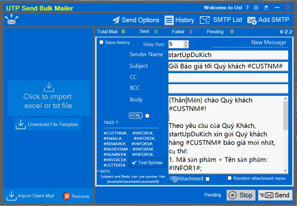 Tự động gửi mail báo giá hàng loạt - Tổ chức nội dung gửi mail