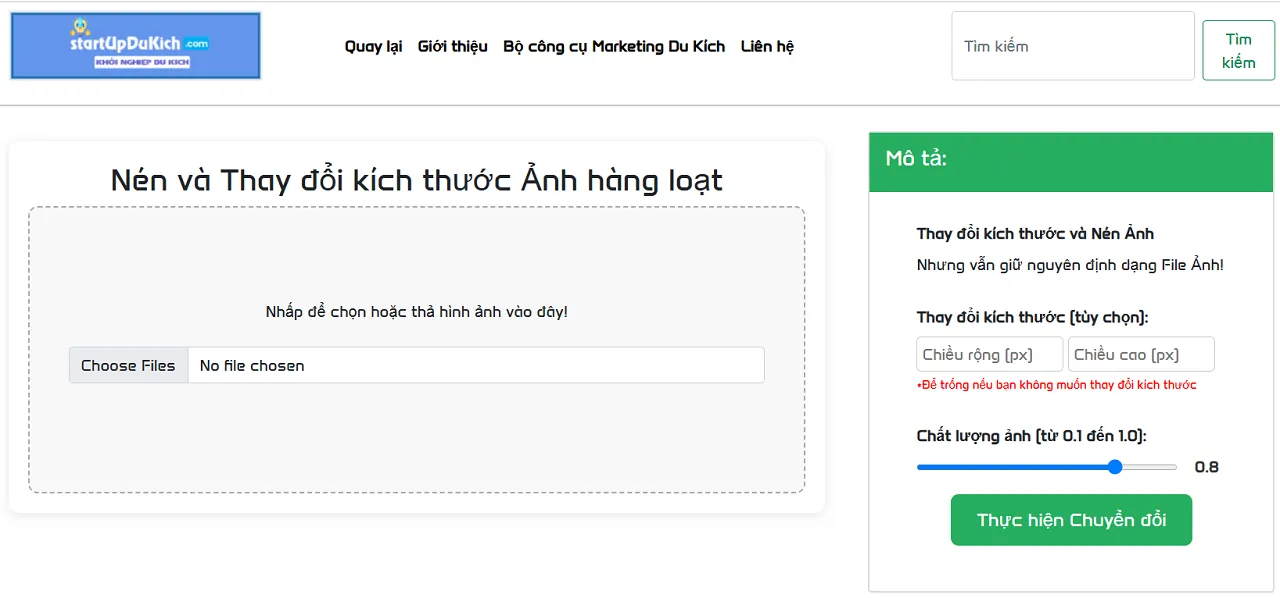 Giao diện công cụ giúp giảm dung lượng hàng loạt ảnh miễn phí