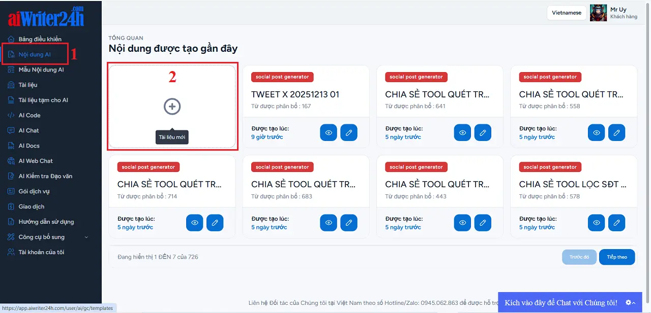 Cách tạo nội dung seeding lên mạng xã hội - Mở Trình tạo bài viết mạng xã hội