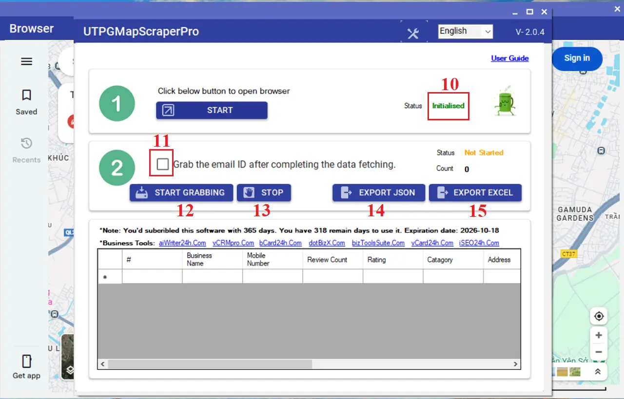 Tiếp cận 10.000 khách hàng chất tại TP.HCM - Giao diện làm việc chính của Phần mềm Quét Google Map