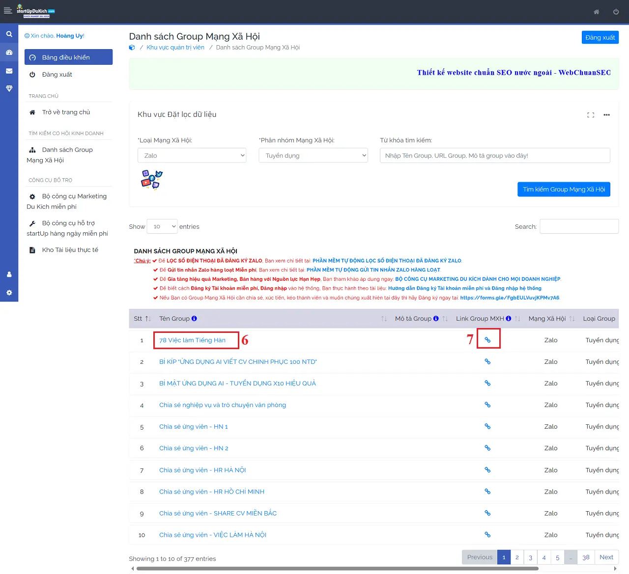 Top 250+ group zalo tuyển dụng chất dành cho startup - Giao diện kết quả tìm kiếm Group Zalo tuyển dụng Chất dành cho startUp