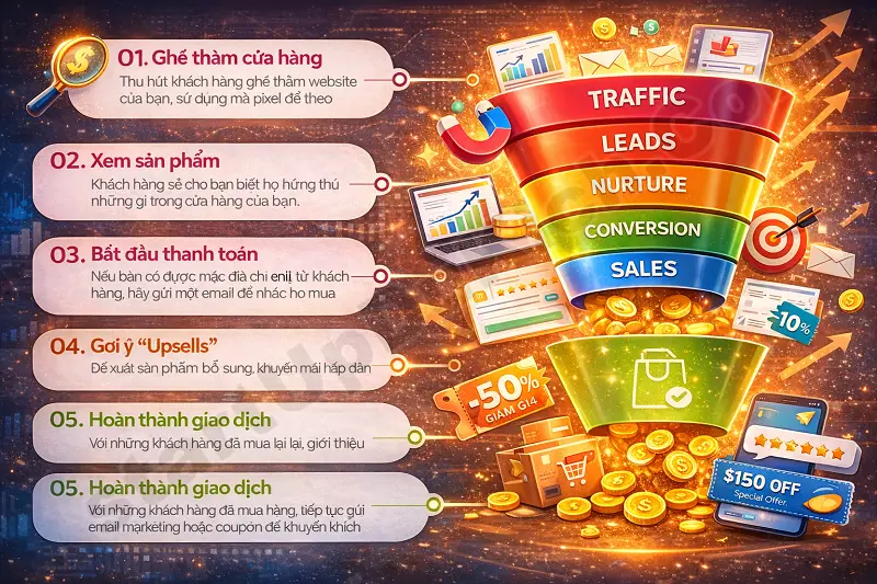 Mô hình một Phễu bán hàng số điển hình trong thực tế