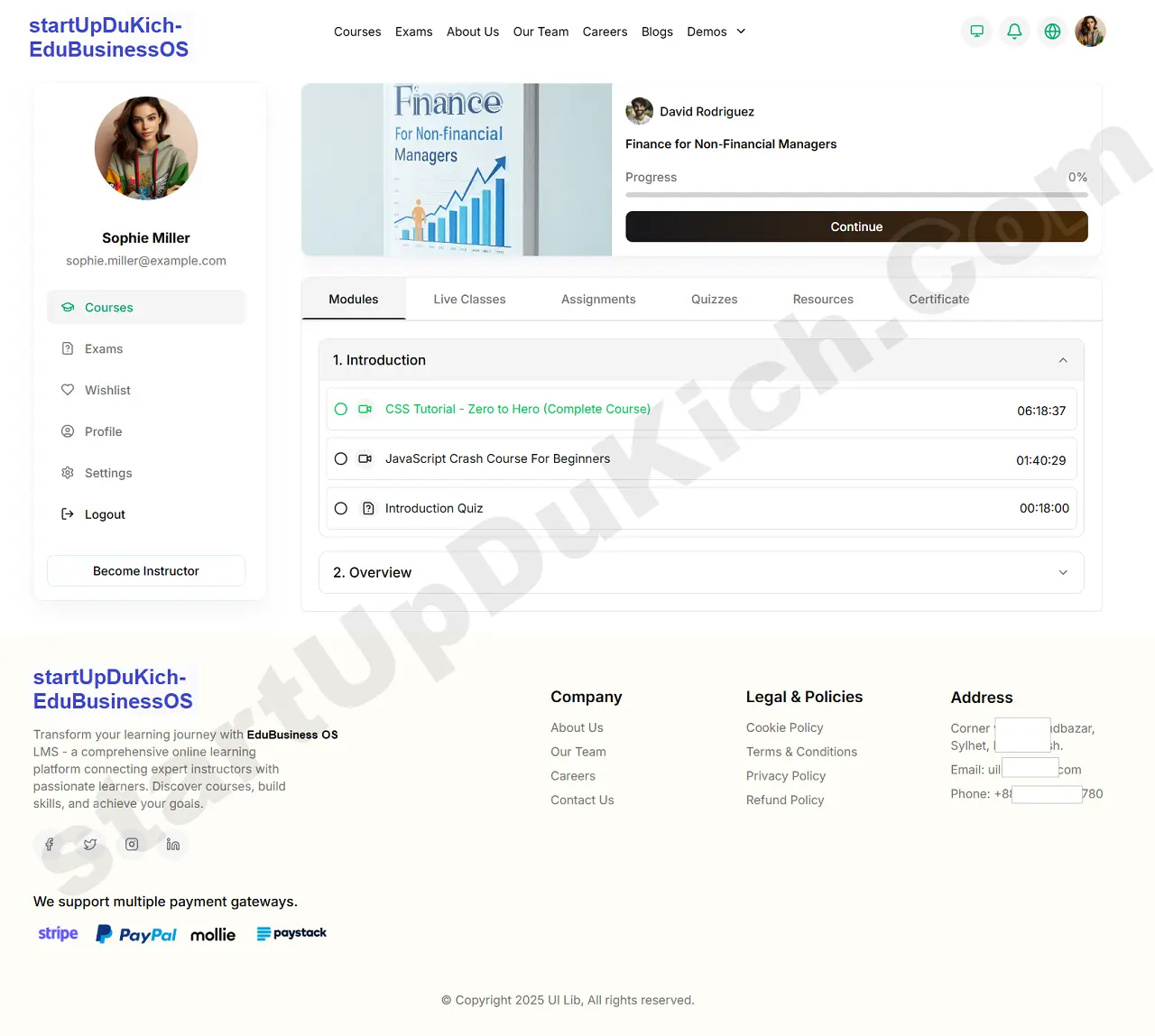 Giải pháp Hệ Sinh Thái Kinh Doanh Giáo Dục Số - Giao diện quản trị của Học viên