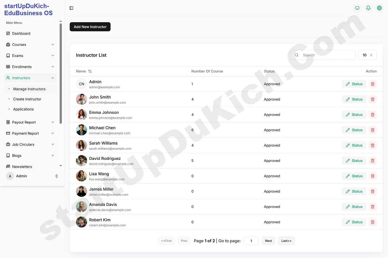 Giải pháp Hệ Sinh Thái Kinh Doanh Giáo Dục Số - Giao diện quản lý Giảng viên