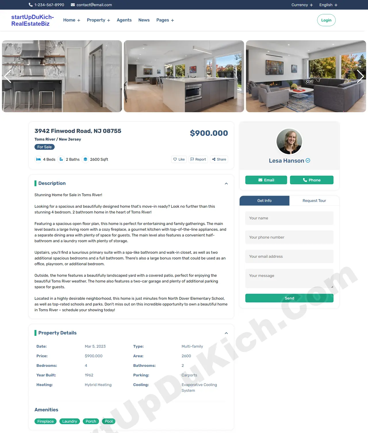 Giải Pháp Sàn Đăng Tin Bất Động Sản Riêng - Giao diện hiển thị thông tin chi tiết một BĐS