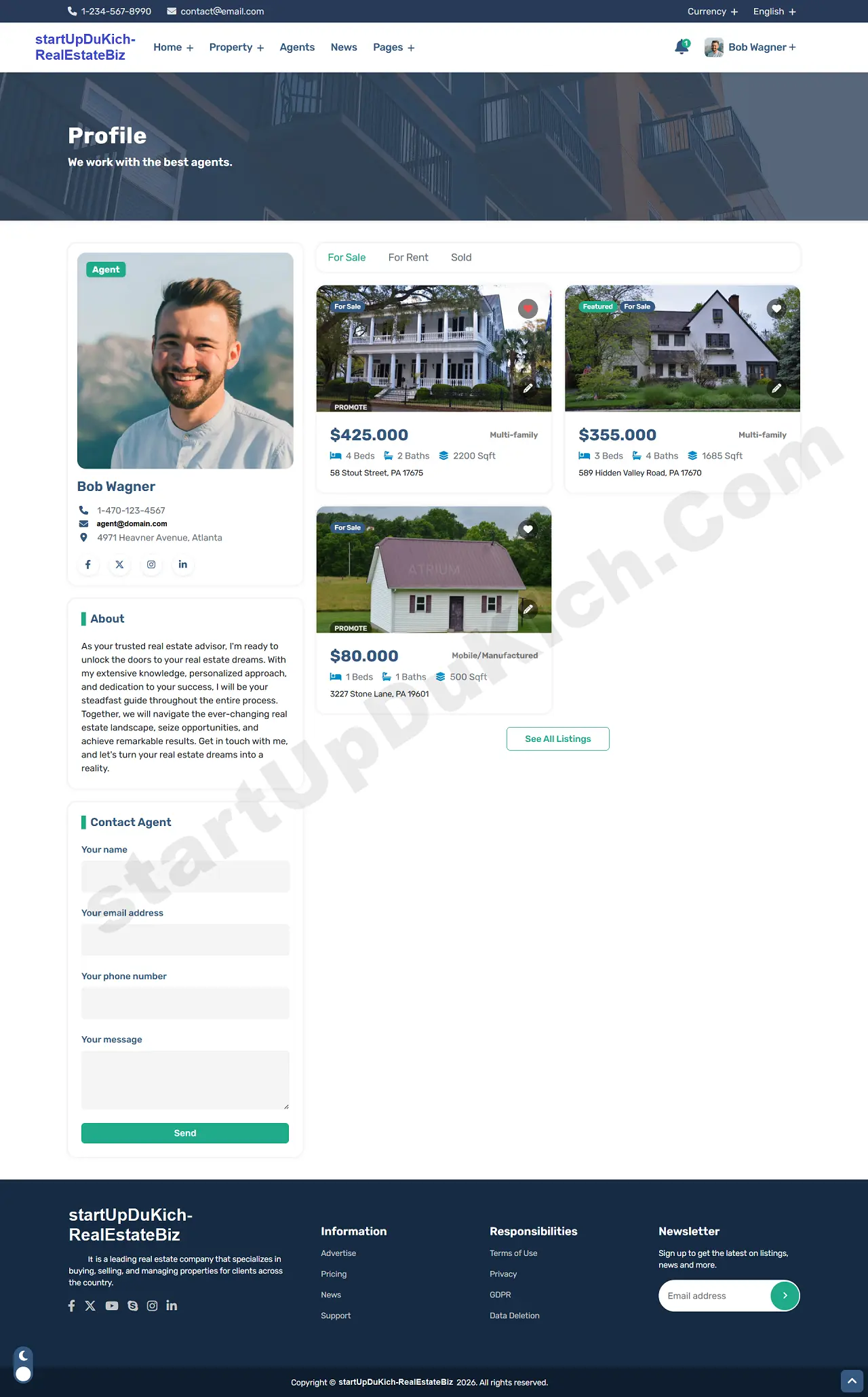 Giải Pháp Sàn Đăng Tin Bất Động Sản Riêng - Giao diện Quản trị của Chủ BĐS/Chủ đầu tư/Môi giới