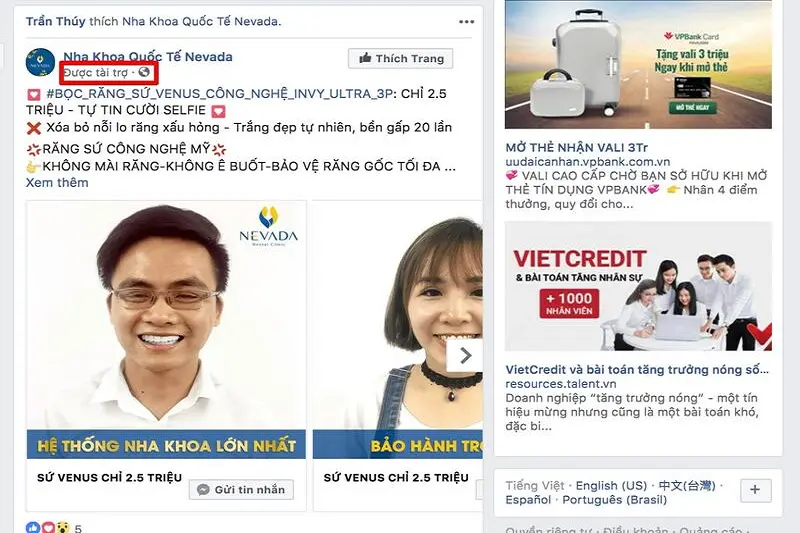 doanh nghiệp chưa chạy quảng cáo trên Facebook sẽ không có dấu hiệu như hình này