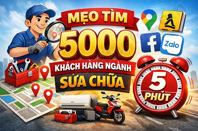 Mẹo tìm 5000 khách hàng ngành Sửa chữa trong 5 phút