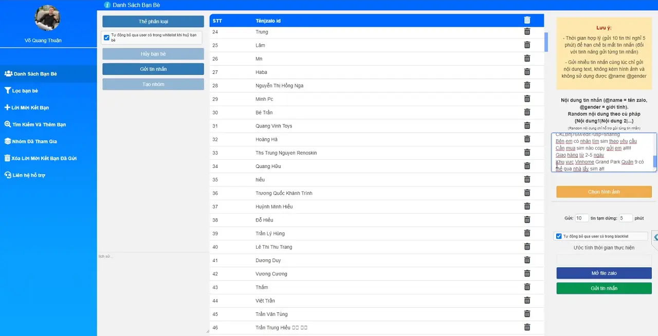 Top 5 phần mềm Zalo Marketing miễn phí dành cho startUp - Giao diện phần mềm Simple Zalo